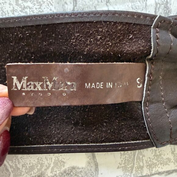 Max Mara Brown Leather Wide Waist Belt Brown Tone Buckle Made In Italy Luxury S main image 4